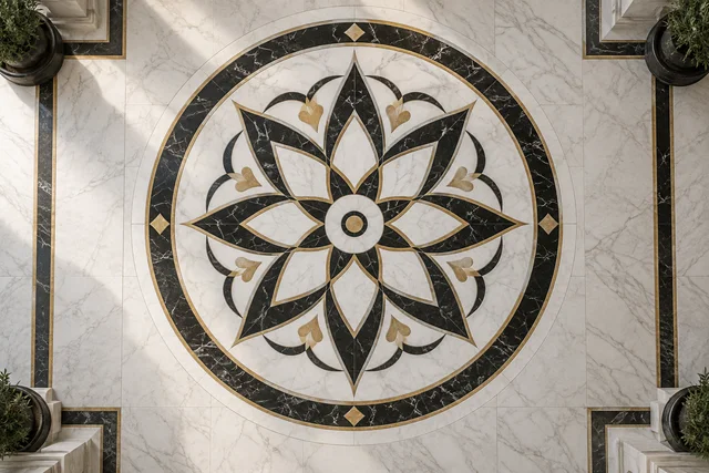 Compass rose medallion — Marble architectural design concept