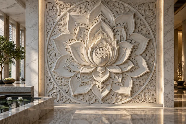 Lotus mandala in marble — Marble architectural design concept