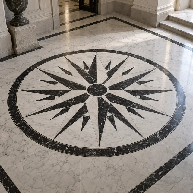 Sixteen-point compass rose — Marble architectural design concept