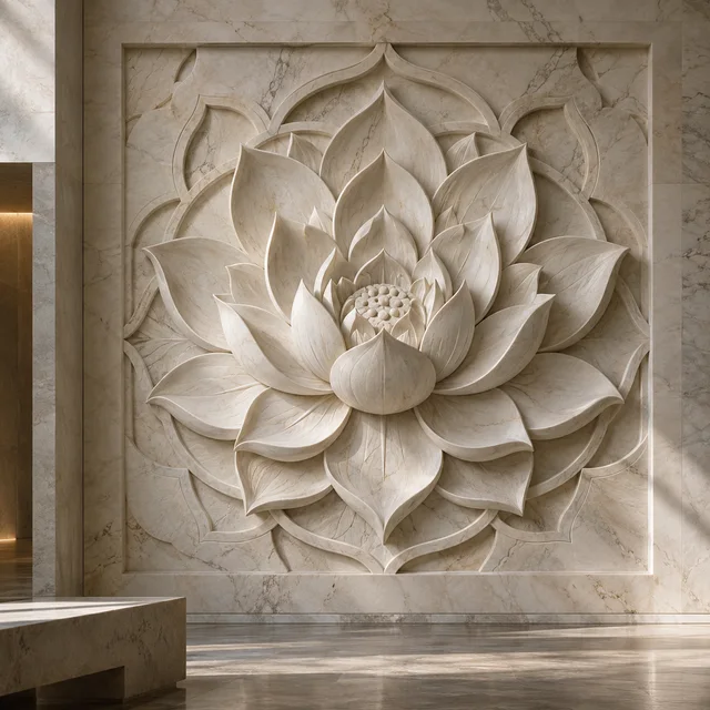 Blooming lotus mandala — Marble architectural design concept
