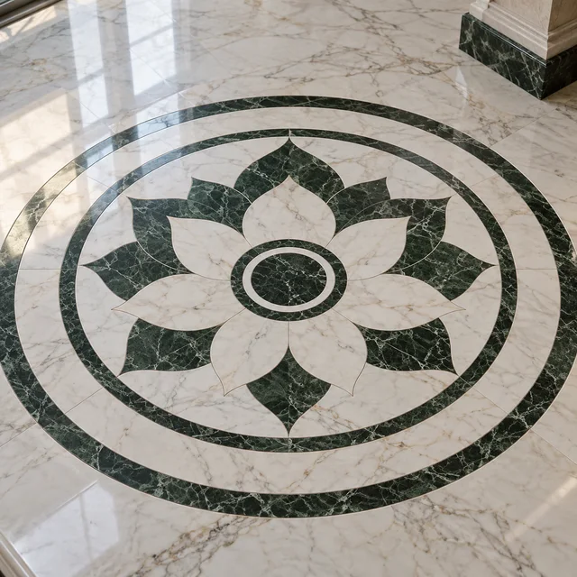 Lotus petals with concentric rings — Marble architectural design concept