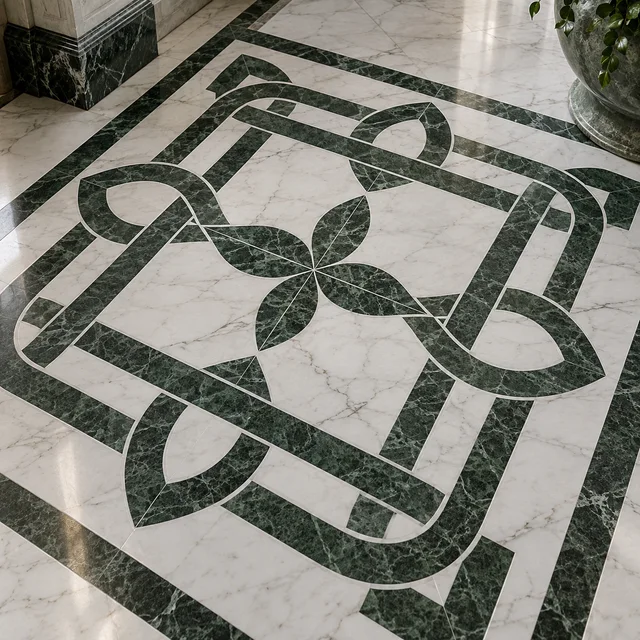 Interwoven ribbon borders — Marble architectural design concept