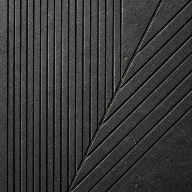 Asymmetric parallel line fields — Basalt architectural design concept
