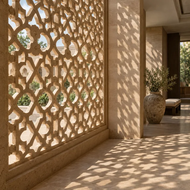 Mughal interlaced arabesque — Sandstone architectural design concept
