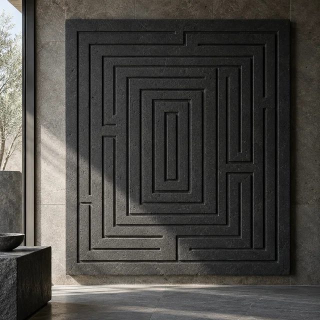 Nested rectangular labyrinth — Basalt architectural design concept