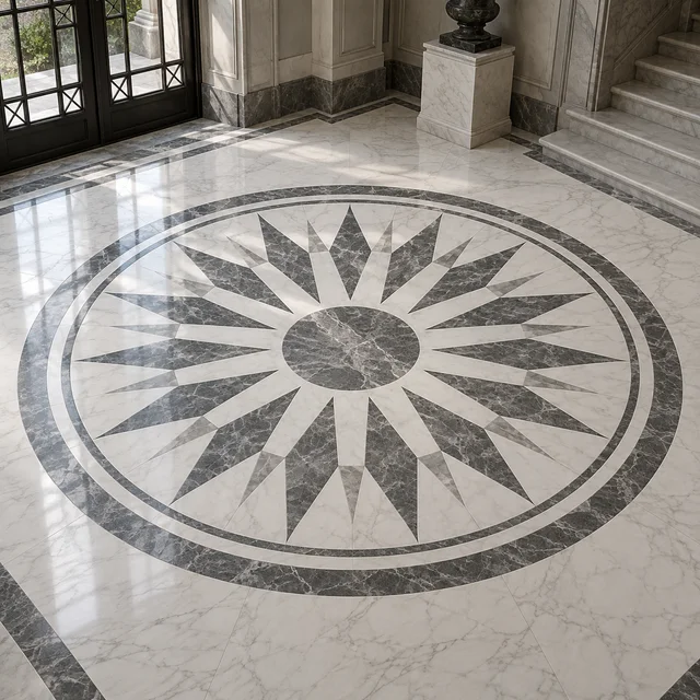 Art Deco sunburst — Marble architectural design concept