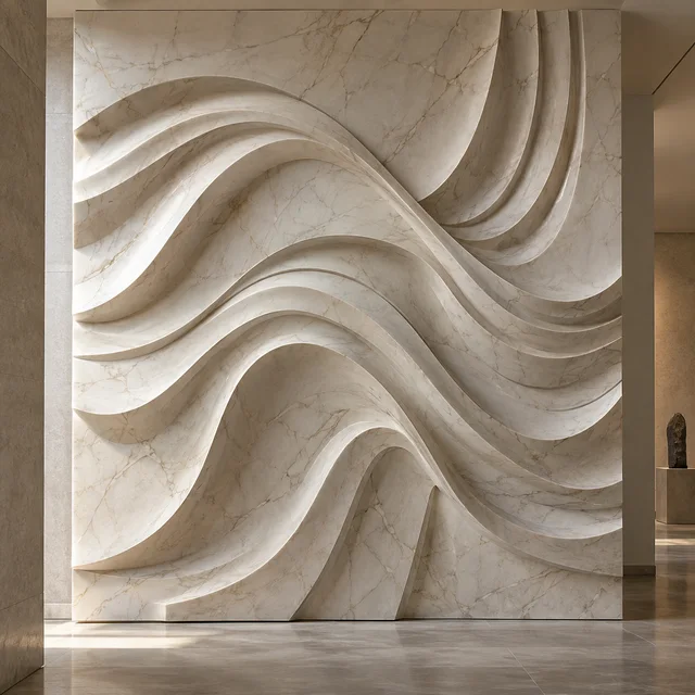 Flowing parametric ribbons — Marble architectural design concept