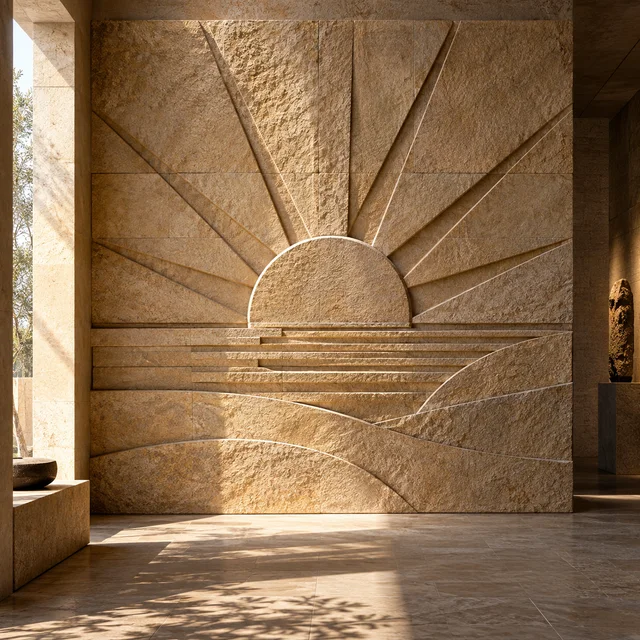 Abstract geometric sunrise — Sandstone architectural design concept