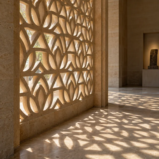 Lotus petal lattice — Sandstone architectural design concept