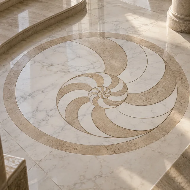 Spiral nautilus geometry — Marble architectural design concept
