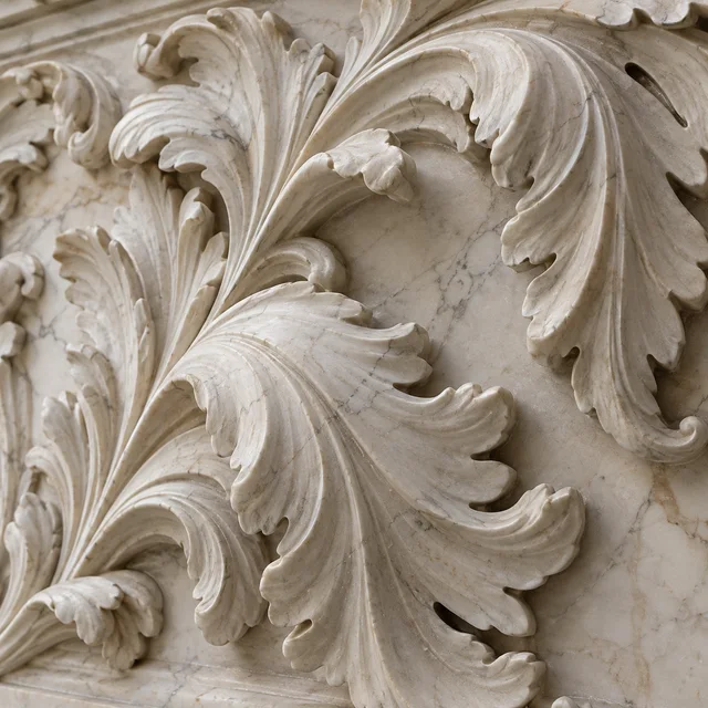 Cascading acanthus leaves — Marble architectural design concept