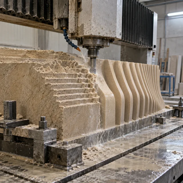 Sandstone machining — parametric vertical fins — Sandstone machining process concept