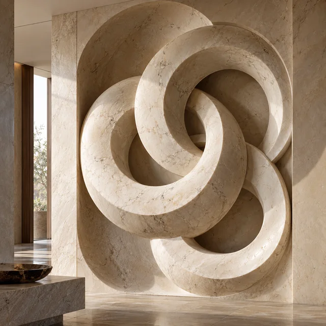 Interlocking torus forms — Marble architectural design concept