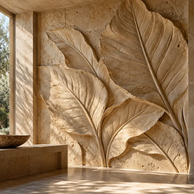 Large overlapping leaf forms — Sandstone architectural design concept