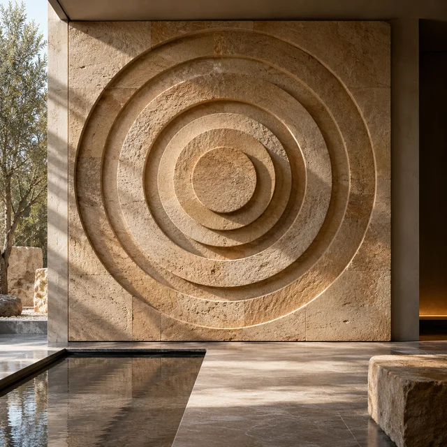 Stepped concentric circles — Sandstone architectural design concept