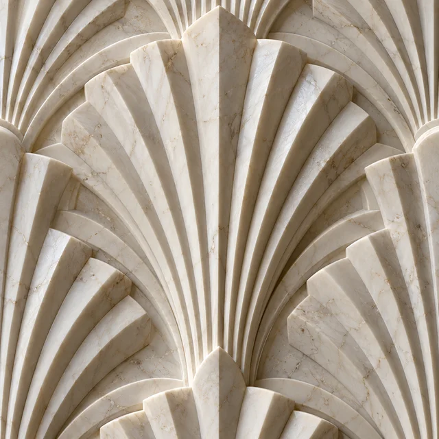 Radiating Art Deco fans — Marble architectural design concept