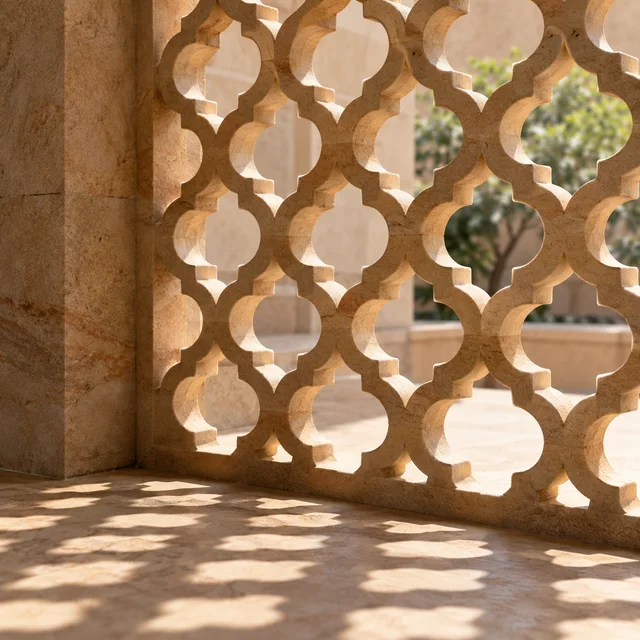 Geometric quatrefoil pattern — Sandstone architectural design concept