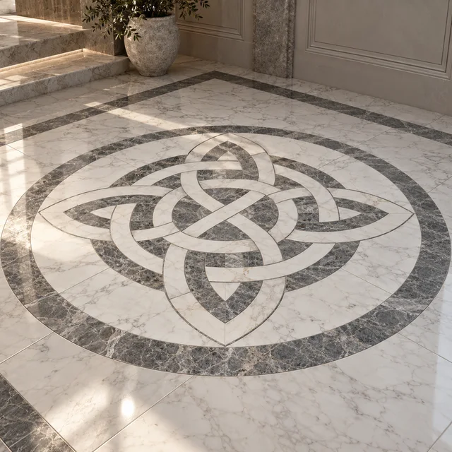 Woven Celtic knot geometry — Marble architectural design concept
