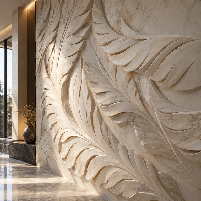 Abstract feather layers — Marble architectural design concept