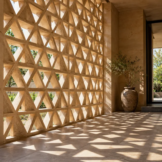 Triangular tessellated openings — Sandstone architectural design concept