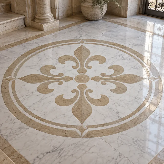 Fourfold fleur-de-lis — Marble architectural design concept