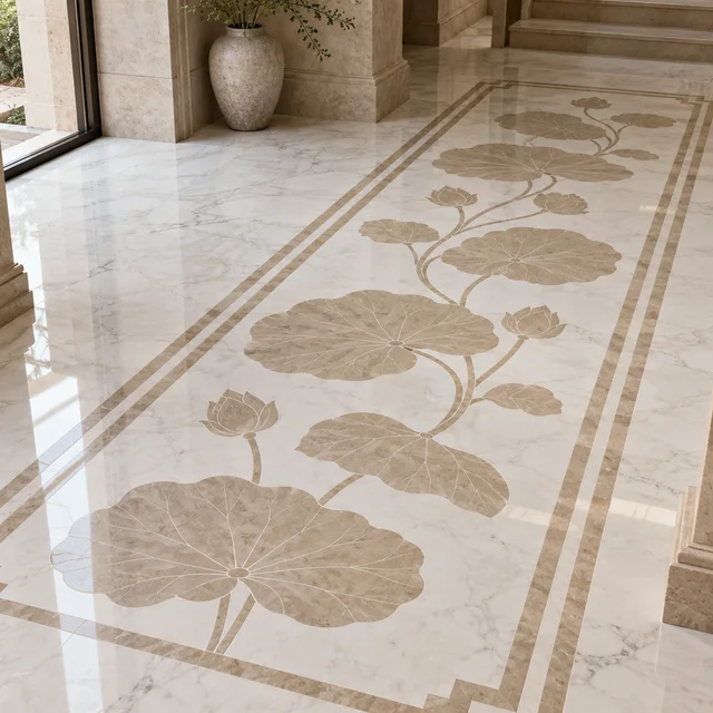 Linear lotus leaf procession — Marble architectural design concept