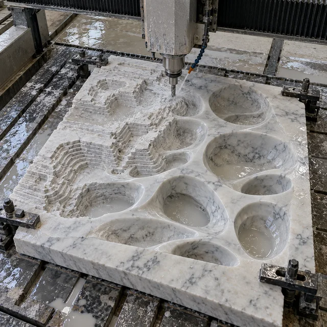 Marble machining — organic cellular surface — Marble machining process concept