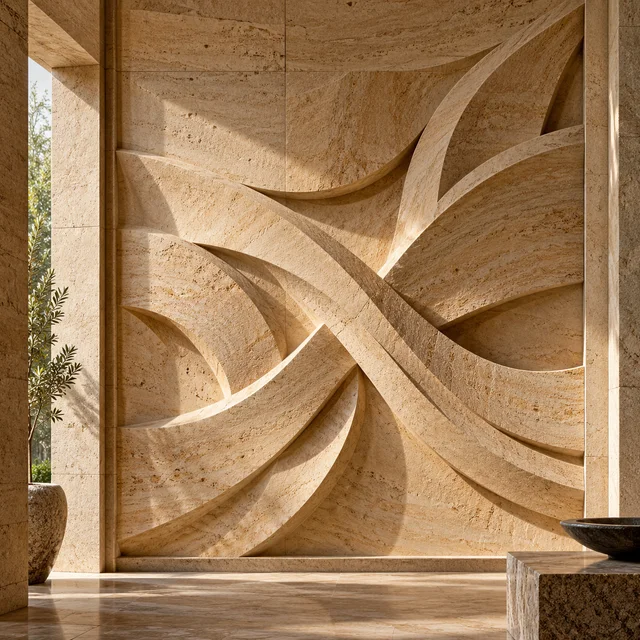 Soft interlocking ribbons — Sandstone architectural design concept