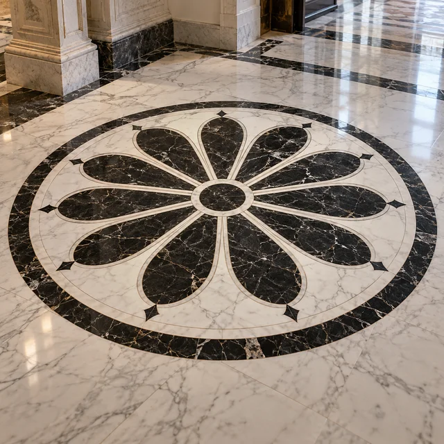 Twelve-petal chrysanthemum — Marble architectural design concept