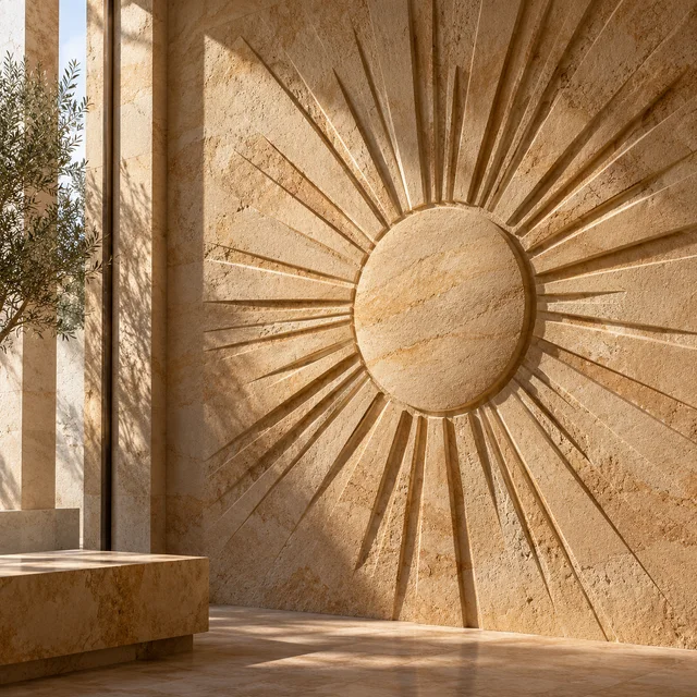 Radiating sunray relief — Sandstone architectural design concept