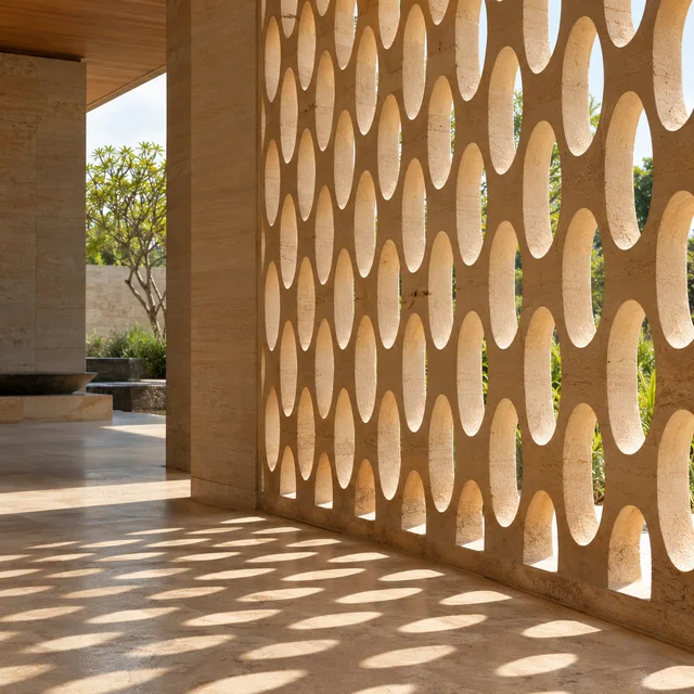 Staggered oval perforations — Sandstone architectural design concept