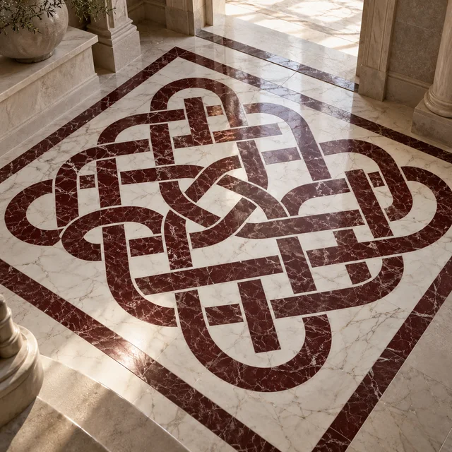 Continuous braid interlace — Marble architectural design concept