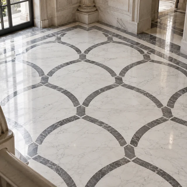 Arched lattice geometry — Marble architectural design concept