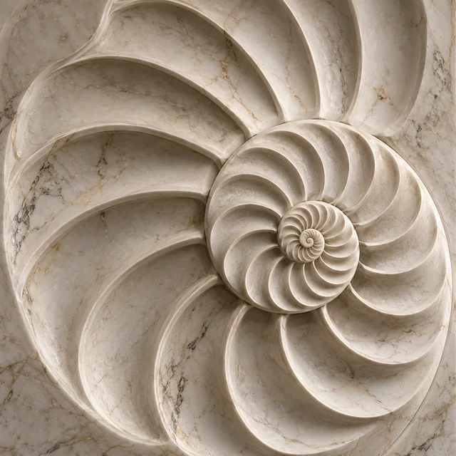 Spiral shell geometry — Marble architectural design concept