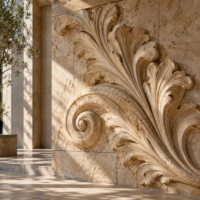 Oversized acanthus scroll — Sandstone architectural design concept