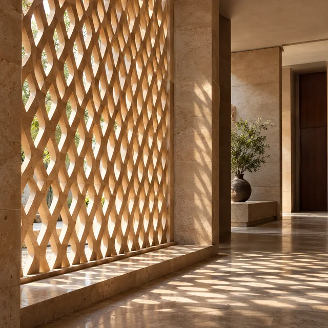 Diagonal elongated lozenges — Sandstone architectural design concept