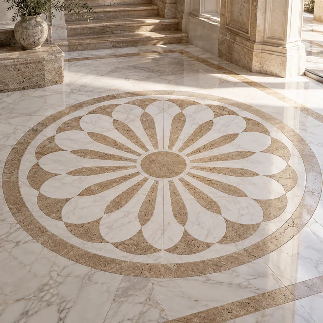 Deco fan scallops — Marble architectural design concept