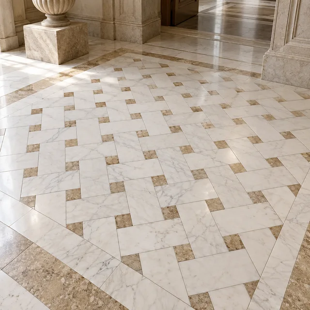 Basketweave with square accents — Marble architectural design concept