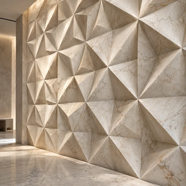 Tessellated pyramidal forms — Marble architectural design concept