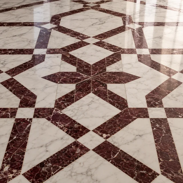 Interlocking polygons — Marble architectural design concept