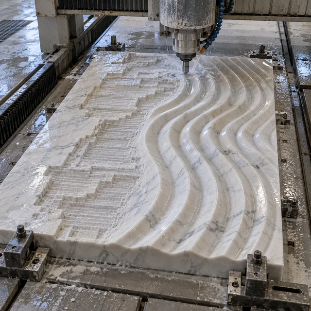 Marble machining — undulating parallel flutes — Marble machining process concept