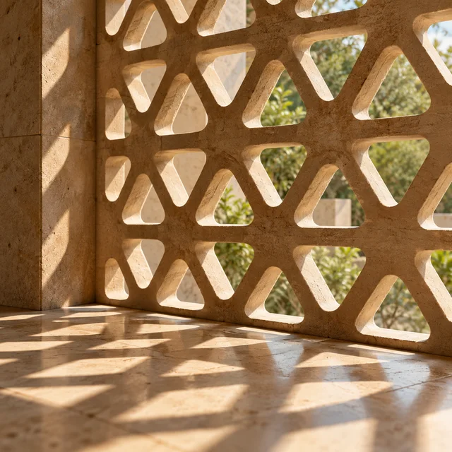 Rounded triangular geometry — Sandstone architectural design concept