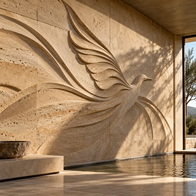 Abstract bird-in-flight curves — Sandstone architectural design concept