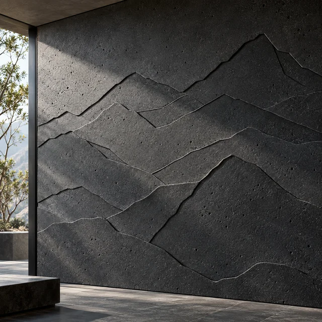 Overlapping mountain outlines — Basalt architectural design concept