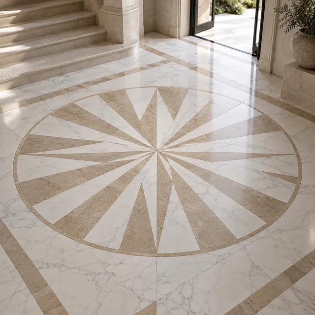 Radiating triangles — Marble architectural design concept