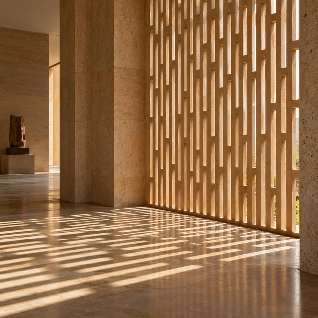 Minimal vertical slit composition — Sandstone architectural design concept