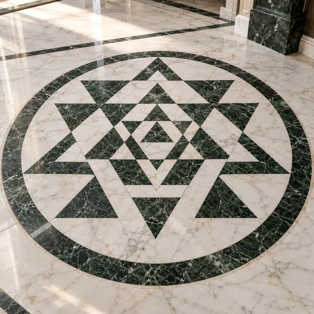 Interlocking triangle mandala — Marble architectural design concept