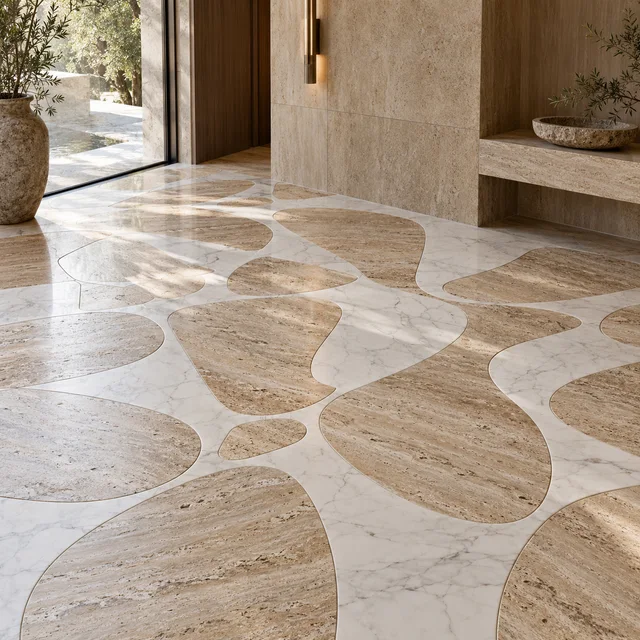 Meandering pebble-like forms — Marble architectural design concept