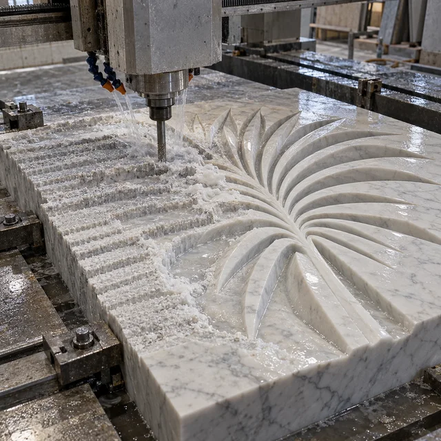 Marble machining — radial palm frond geometry — Marble machining process concept