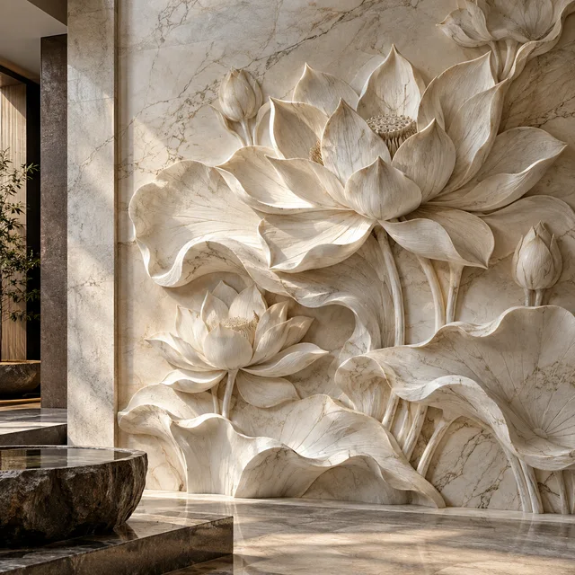 Cascading lotus petals — Marble architectural design concept